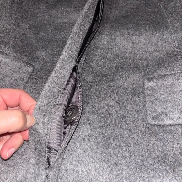 Max Mara Studio Agnese Virgin Wool FunnelNeck Grey Coat Sz 2 Designer Minimalist